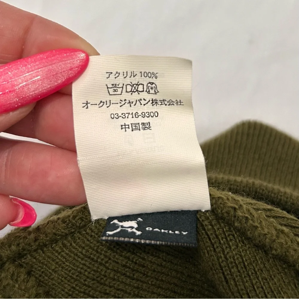 Vintage 90s Y2K Oakley Beanie Software Center Logo Streetwear Skate Skull Green - Picture 6 of 8